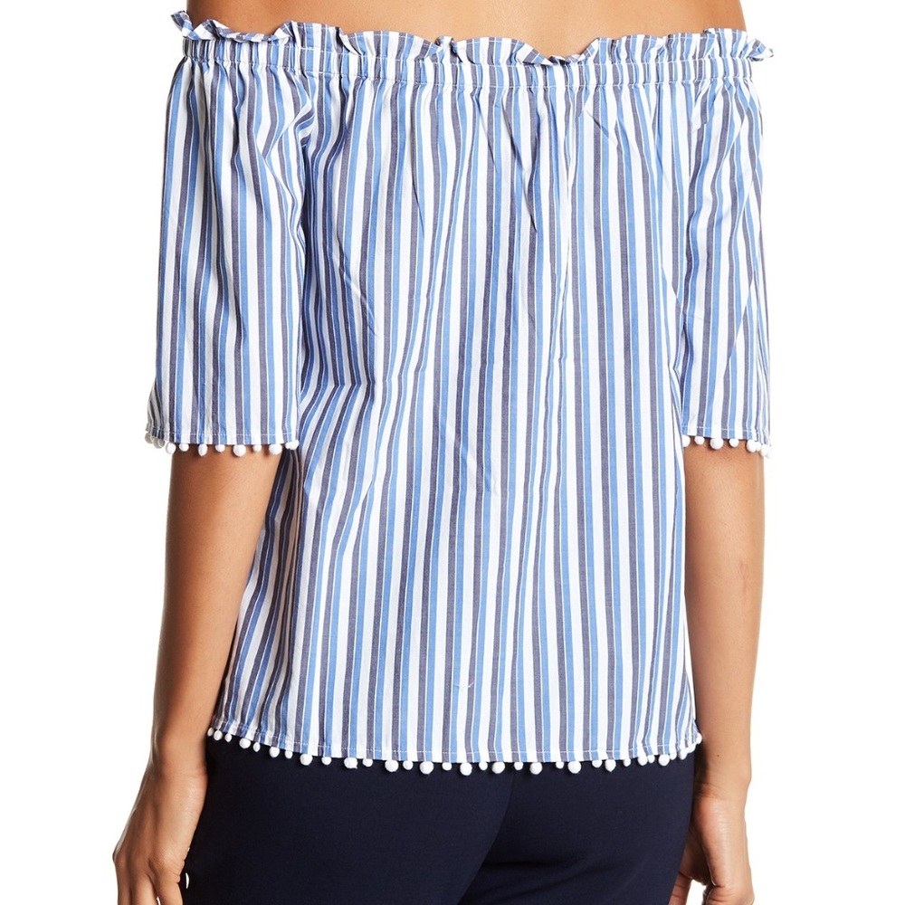 New Trina Turk Aleja Striped Pom Pom Top - Picture 2 of 2
